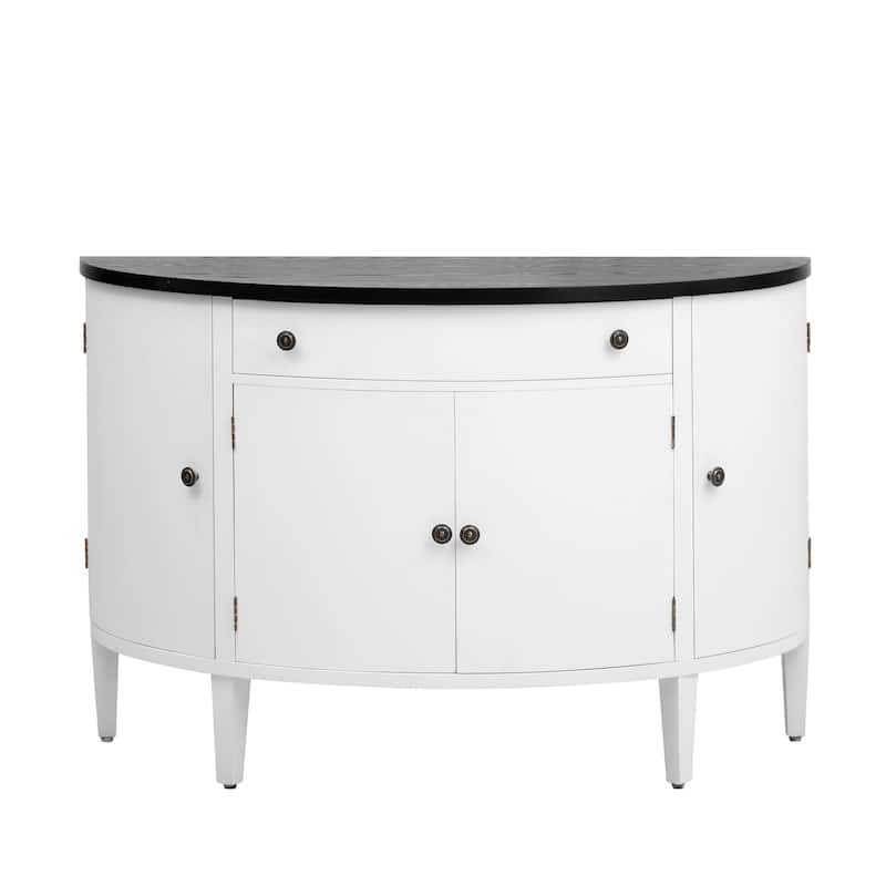 Curved Design Storage Cabinet with Adjustable Shelves and Drawer