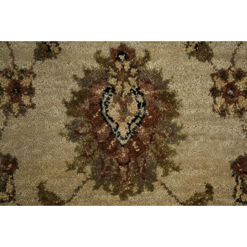 Hand Knotted Oriental 100% Wool Carpet Traditional Traditional Beige & Ivories Agra Area Rug - 10' 1'' X 7' 11''