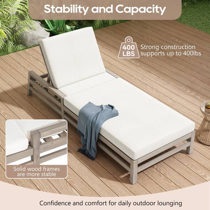 5-Position Adjustable Outdoor Chaise Lounge with Plush Cushions by Leisure Zone