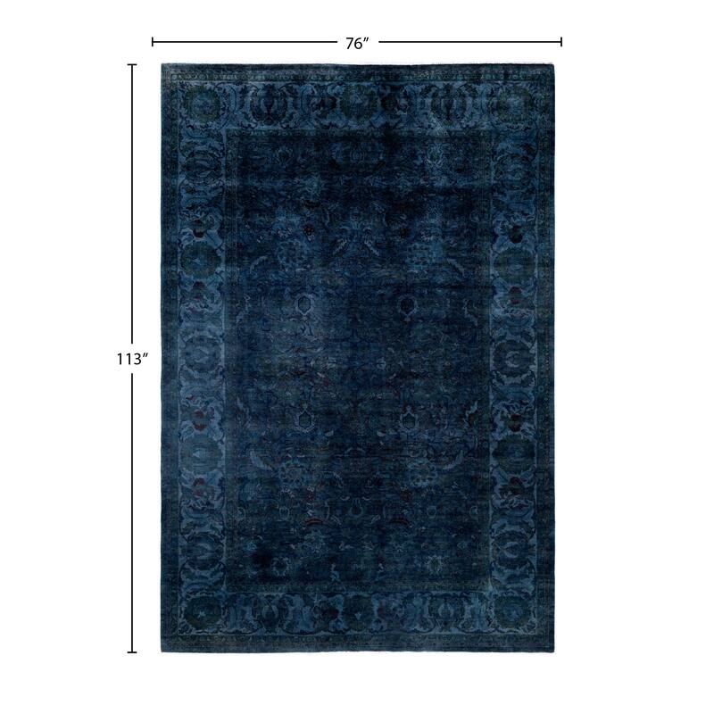 Overdyed One-of-a-Kind Hand-Knotted Area Rug - Blue - 6' 4" x 9' 5"