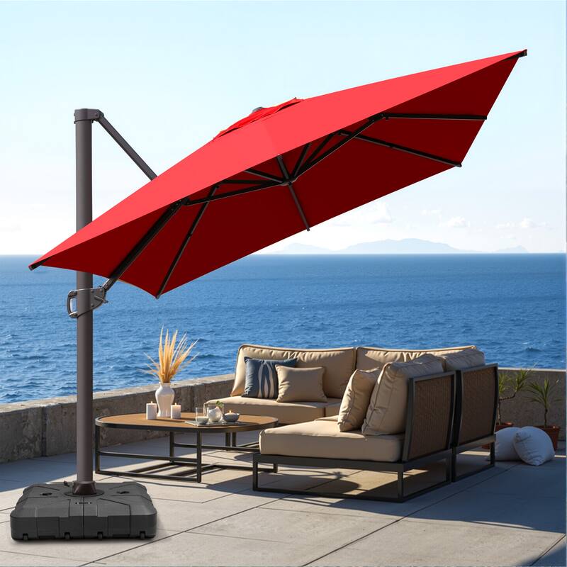VredHom 10X13 FT Patio Outdoor Cantilever-Offset Umbrella with Base Stand