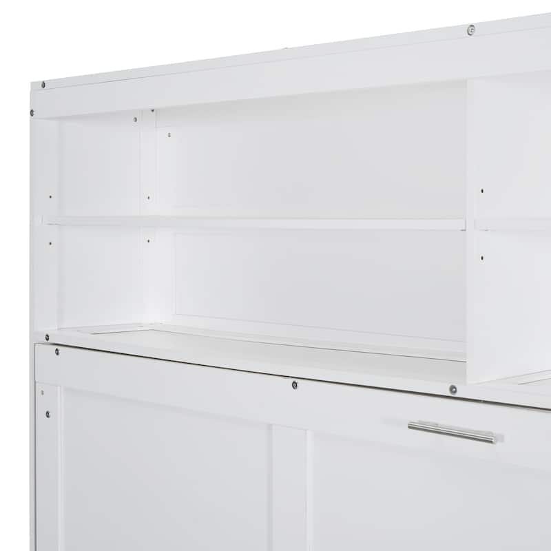 Roomfitters Queen Size Murphy Bed Wall Bed with Sofa and Overhead Storage Shelves, Space-Saving Fold Down Bed