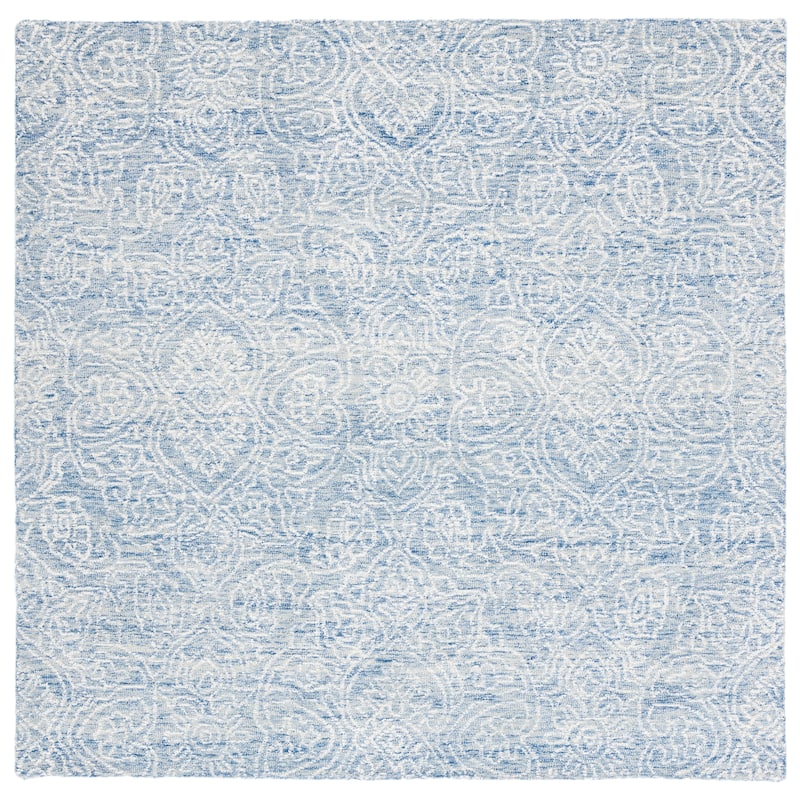 SAFAVIEH Handmade Metro Lorenzina French Country Wool Rug - 6' Square - Blue/Ivory - Square