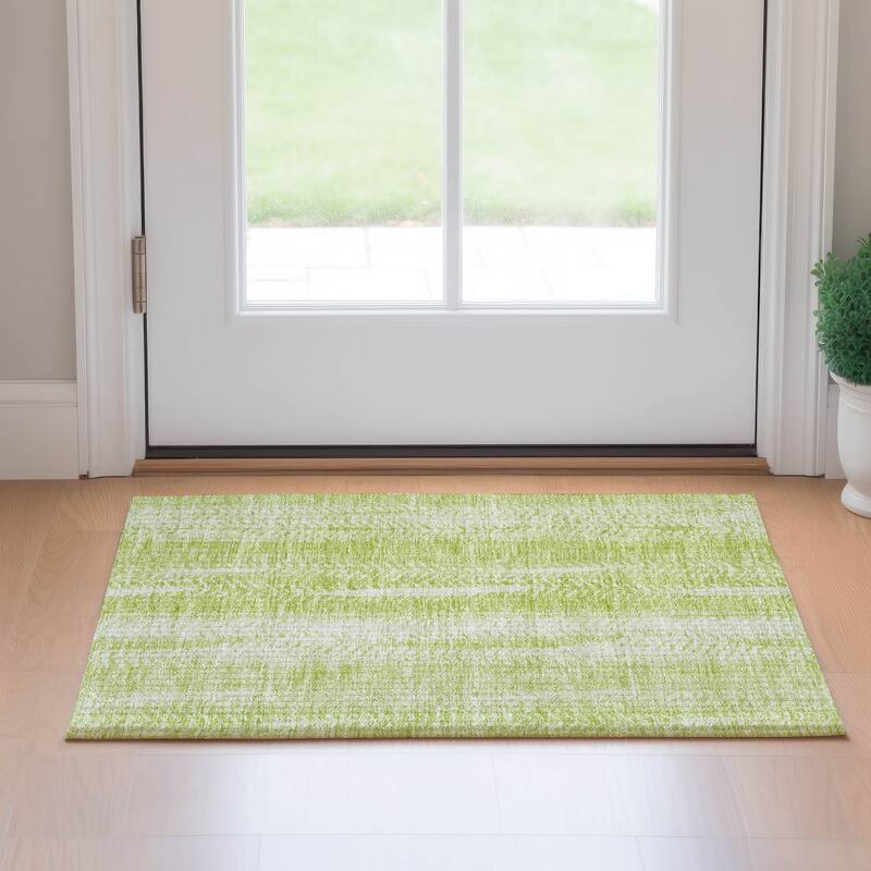 Premium Washable Super Soft Stripe Tracks Mayfield Rug - Aloe - 1' 8" x 2' 6" - Rectangle