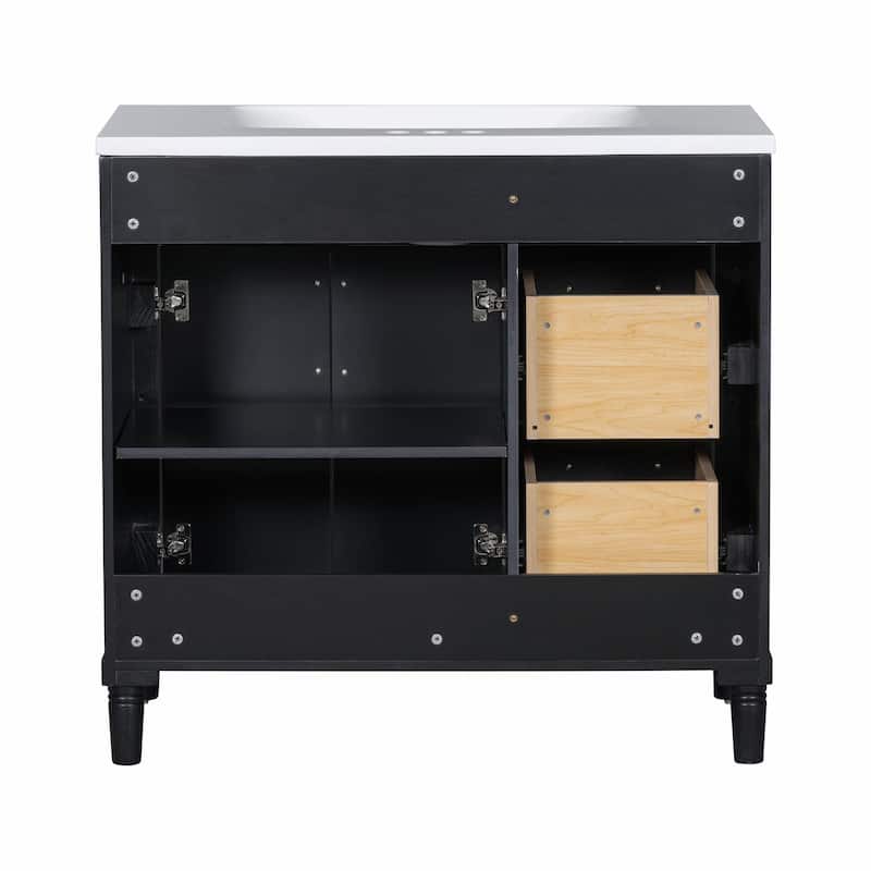 36" Freestanding Bathroom Vanity with Resin Sink and 3 Drawers