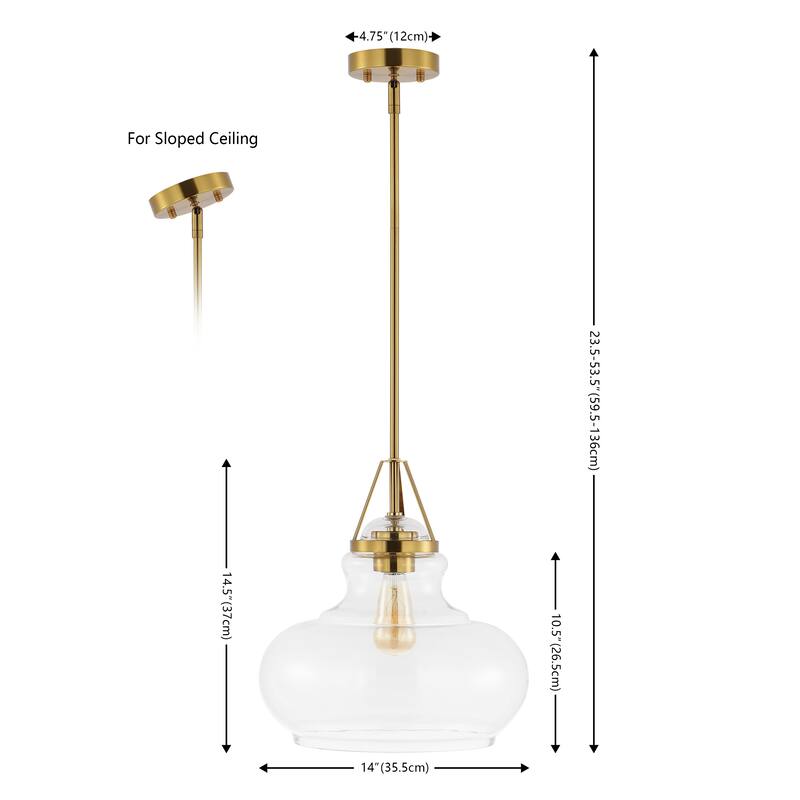 SAFAVIEH Home Lighting Collection Salud 14" Modern & Contemporary Pendant - 14" W x 14" D x 54" H
