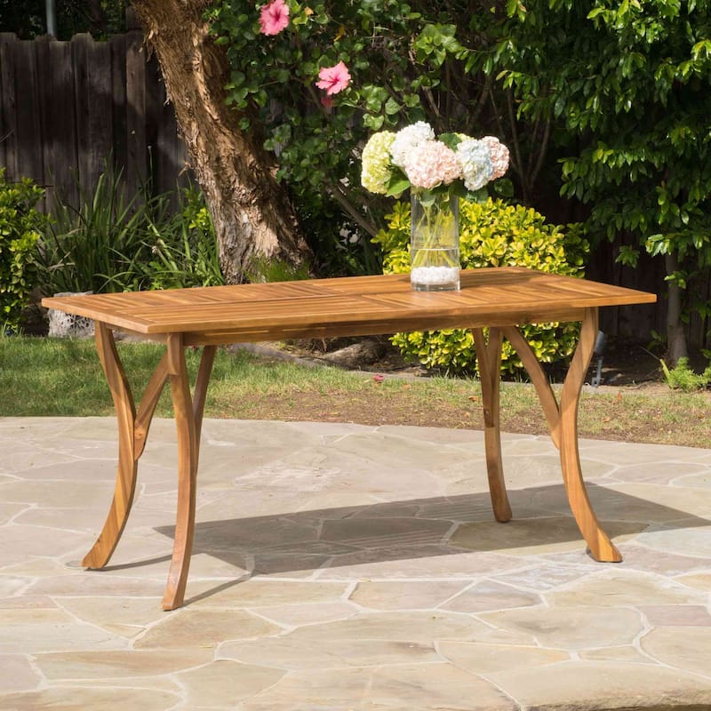 59-Inch Rectangular Wood Patio Table for Outdoor Dining