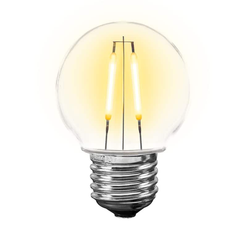 25 Pack LED G50 Plastic 2 Filament Outdoor Globe Replacement Bulbs E26 Base Warm White