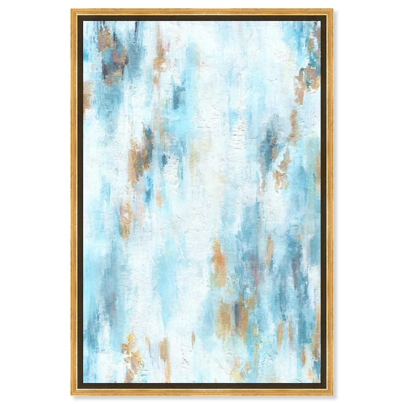 Art Remedy Textured Shades Framed Blue Abstract 1 Piece Canvas Wall Art - 17 x 25 - Gold