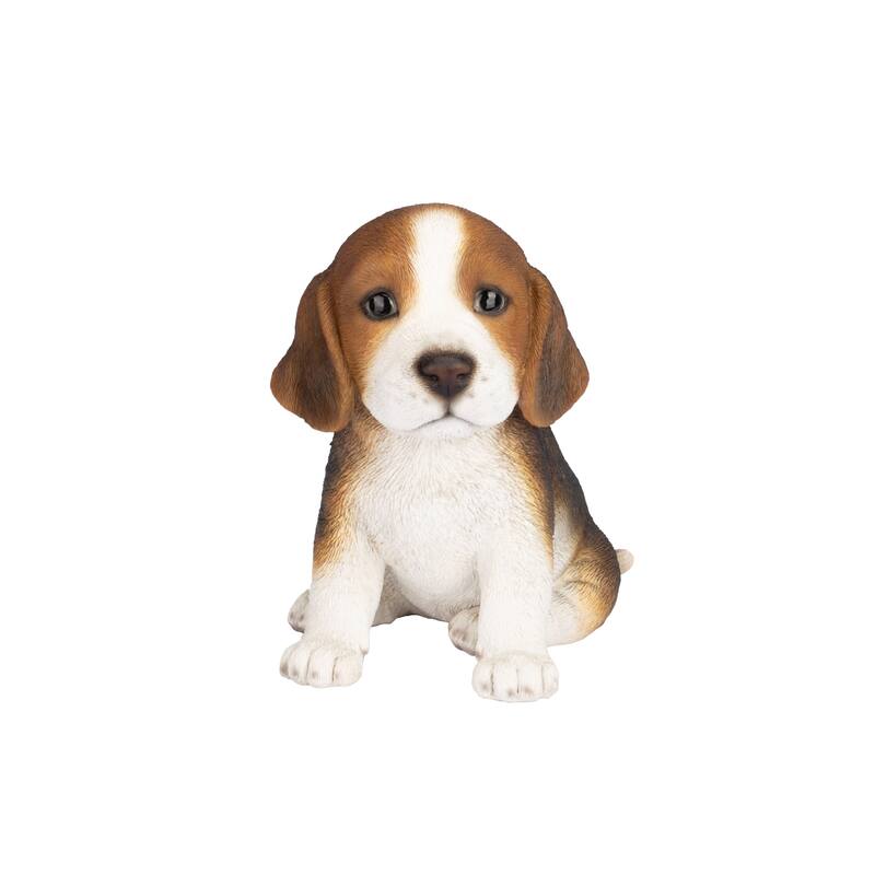 Sitting Beagle Puppy Outdoor Statue - 6" - Brown and White