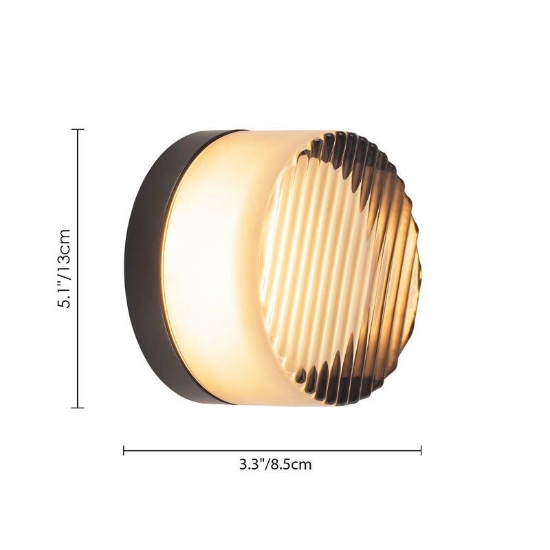 5.1 in. W Modern Dome LED 3000K Bathroom Vanity Light/Flush Mount Light with Gray Glass - 5.1 in. W x 3.54 in. H