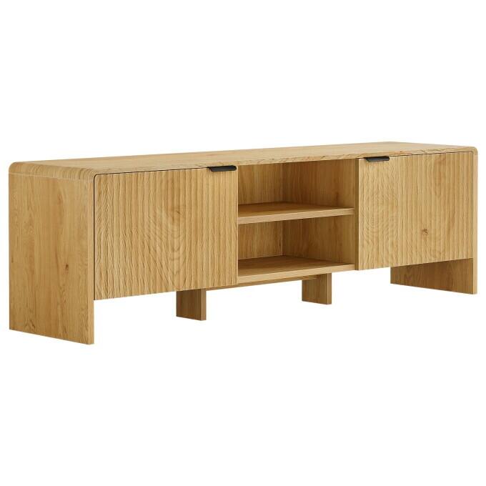 63-Inch Wooden TV Stand With Storage, Modern Low Console Table