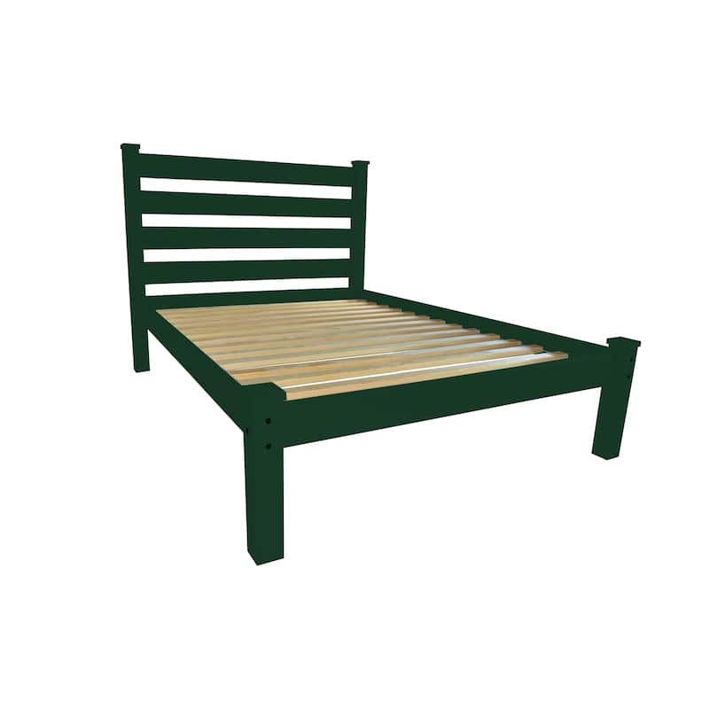Homestead Unfinished Solid Pine Full Platform Bed - DARK GREEN