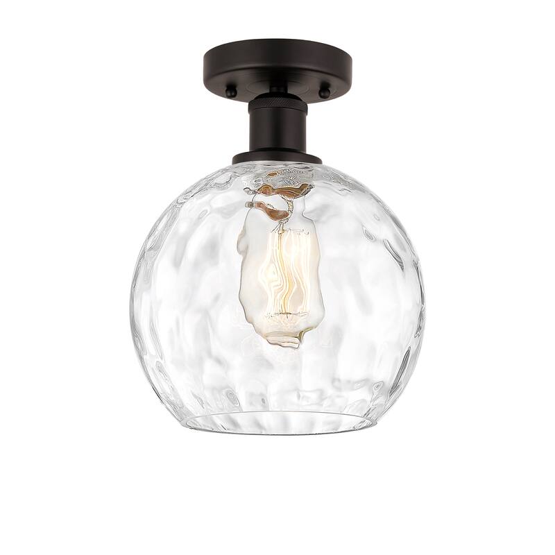 Innovations Lighting Edison Athens Water Glass - 1 Light 8" Semi-Flush Mount - Clear Water Glass/Oil Rubbed Bronze