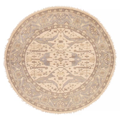 ECARPETGALLERY Hand-knotted Royal Oushak Cream Wool Rug - 8'0 x 8'0