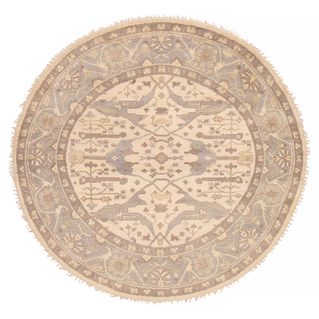 ECARPETGALLERY Hand-knotted Royal Oushak Cream Wool Rug - 8'0 x 8'0