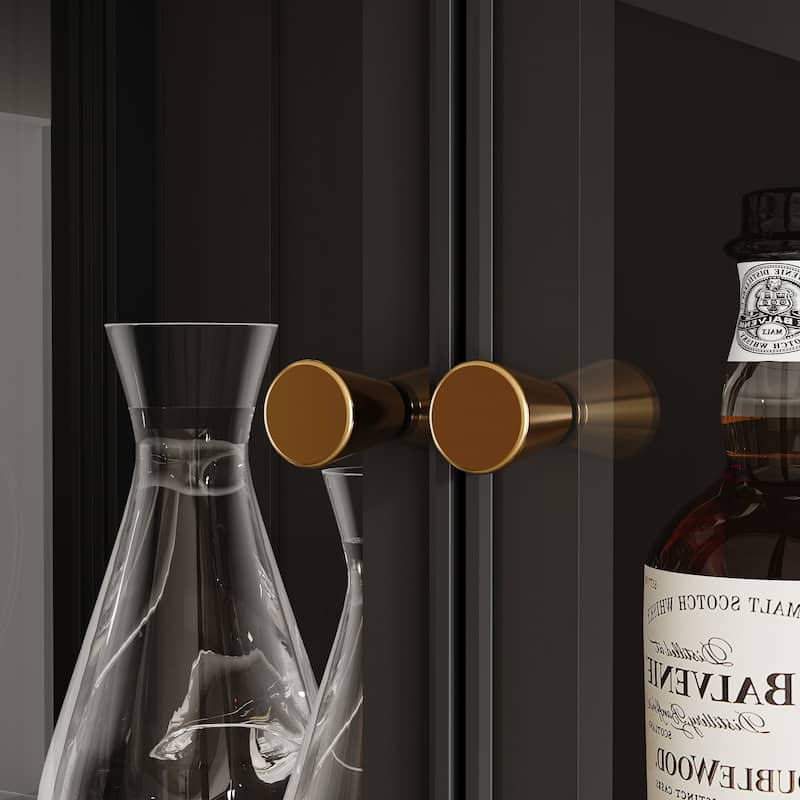 LED Glass Display Cabinet with Aluminum Alloy Frame Glass Door Showcase Wine Storage Cabinet