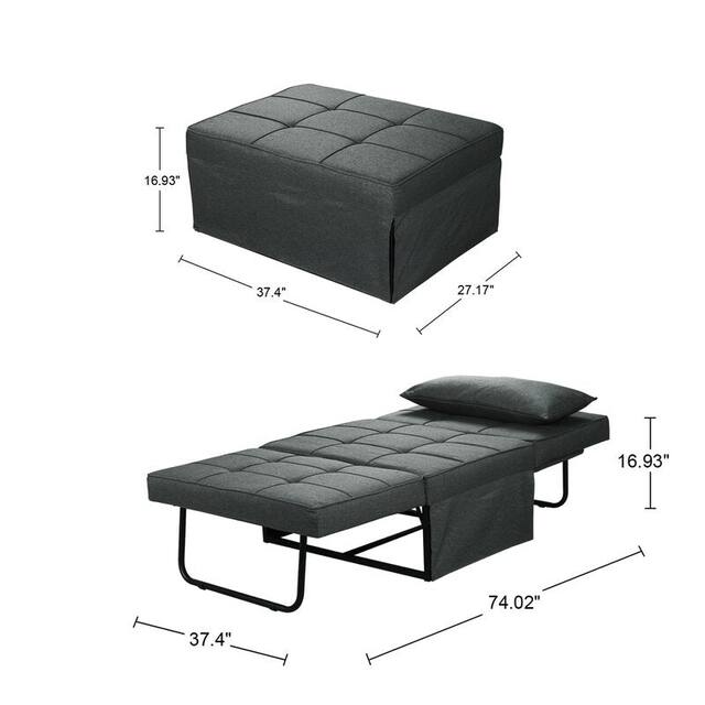 Zenova 4-1 Adjustable Sofa Bed Folding Convertible Chair Sofa Sleeper Ottoman Sofa Seat