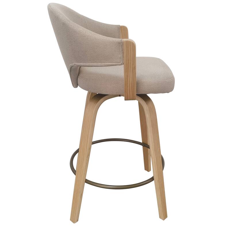 Modern Fabric and Bentwood 26" Counter Stool with Swivel, Set of 2