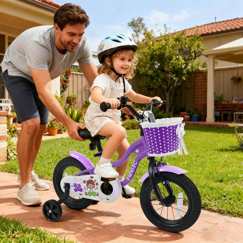 Costway 12”/14”/16”/18” Kids Bike with Training Wheels, Basket, Hand & - See Details