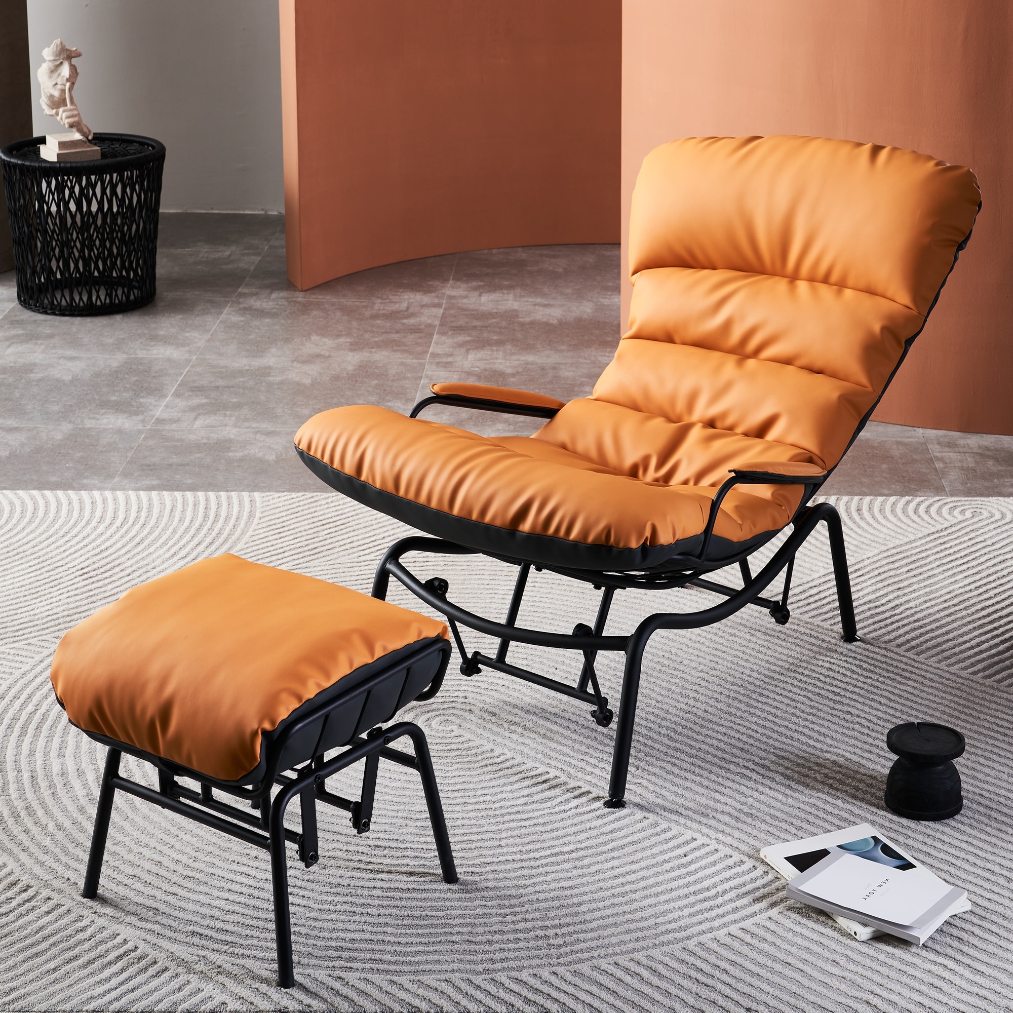 OVIOS Living Room Accent Chair Rocking Recliner Chair with Ottoman