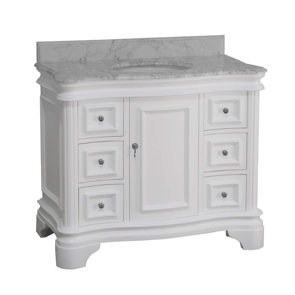 KitchenBathCollection Katherine 42" Bathroom Vanity with Carrara Marble Top