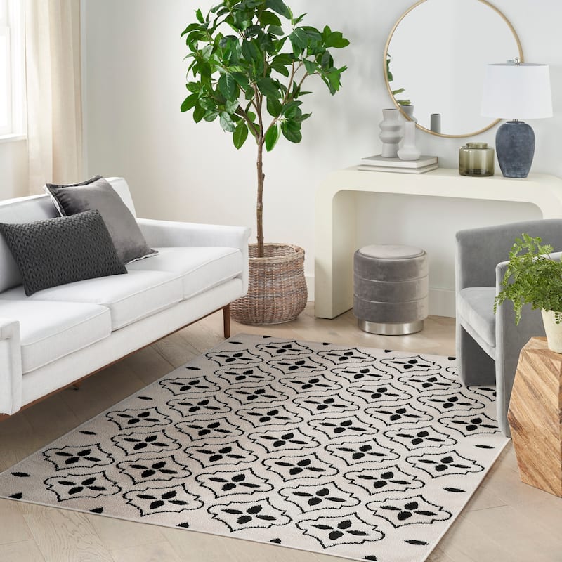 Nourison Sandy Indoor / Outdoor Blue Moroccan Area Rug