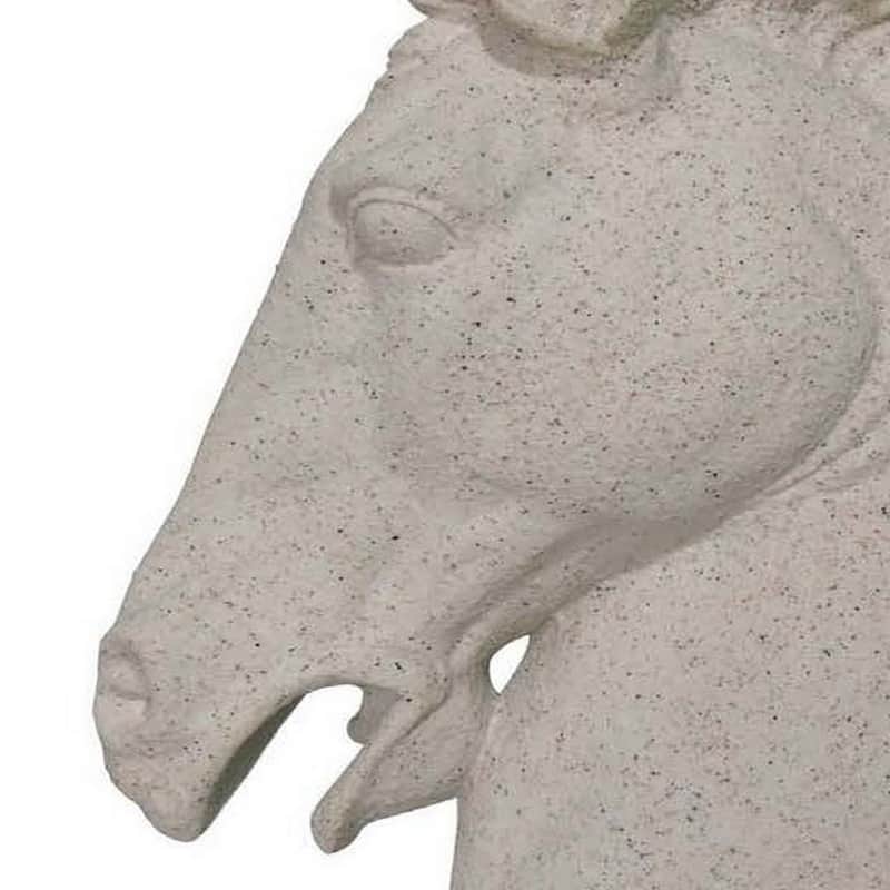 25 Inch Horse Head Figurine Statuette, Lifelike Design, White Resin