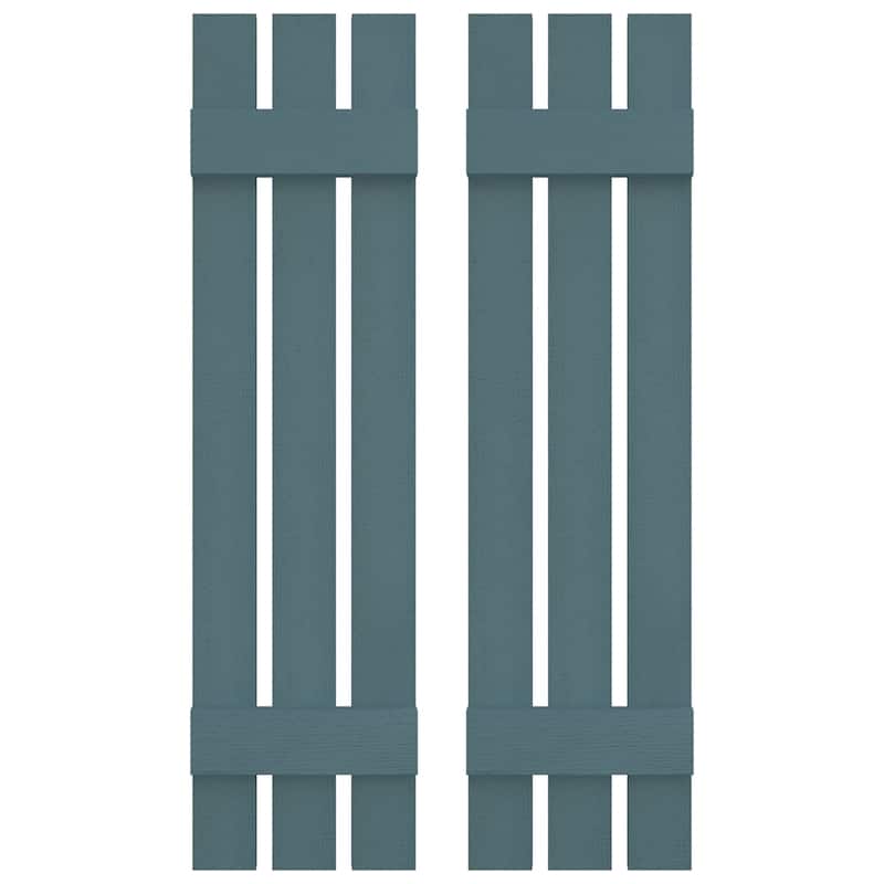Builders Edge, Standard Three Board Spaced, Board-n-Batten Shutters, Includes Matching Installation Spikes (Per Pair) - 12"W x 39"H - 004 - Wedgewood Blue