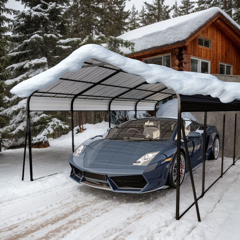 12×20 Car Port, Outdoor Storage Heavy Duty Metal Canopy Garage Shed