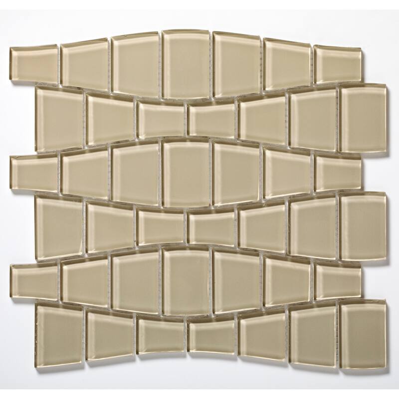 Ripple 11 in. x 12 in. Geometric Glass Mesh-Mounted Mosaic Wall Tile