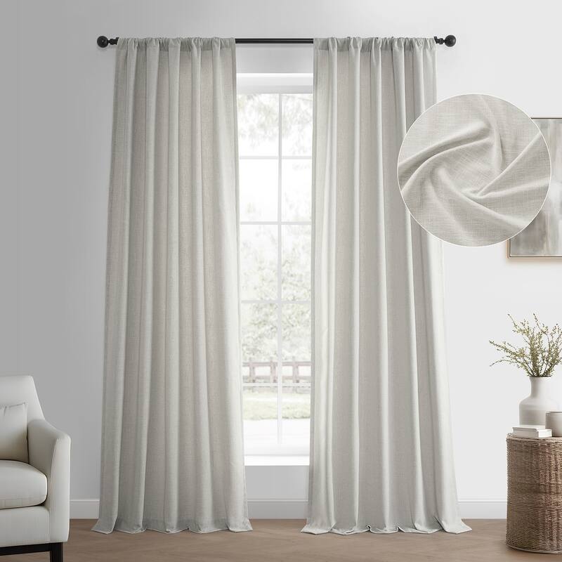 Exclusive Fabrics Basic Faux Linen Curtain Pair - 2 Panels - Light Filtering Window Curtains