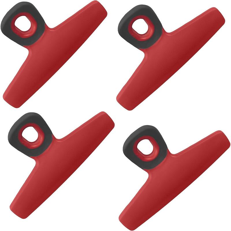 COOK WITH COLOR Wide Heavy Duty Chip Clips, Large Bag Clips for Food Storage, Pack of 4, Red - Red