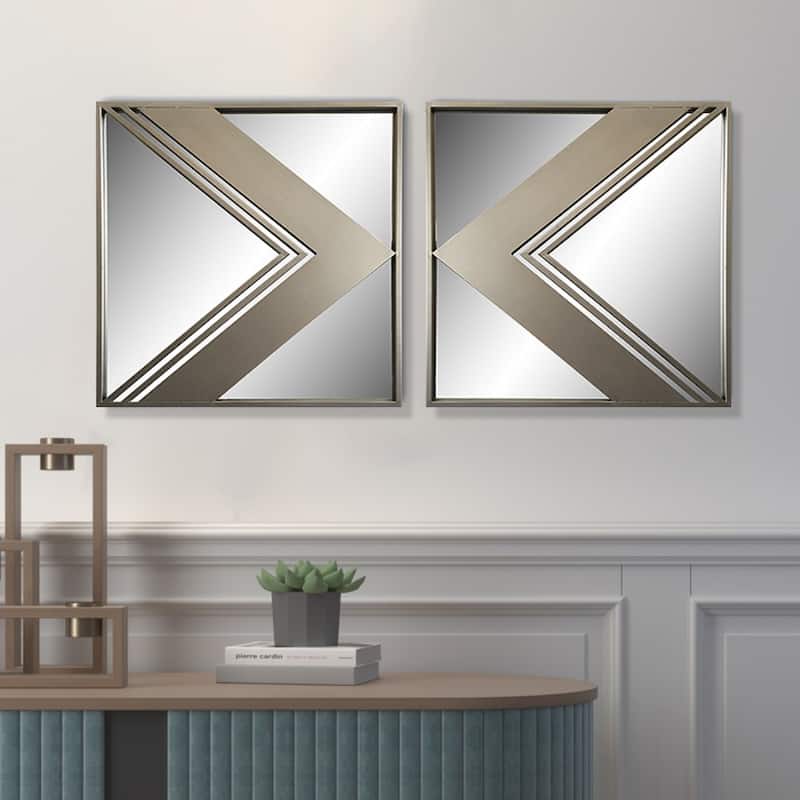 set of 2pcs metal wall decorative mirrors - 19.7*19*1.6