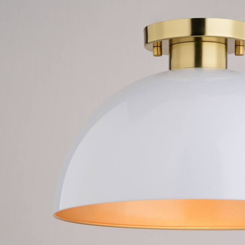 Devon 12.75-in W LED Compatible Mid-Century Modern Semi Flush Mount Ceiling Light