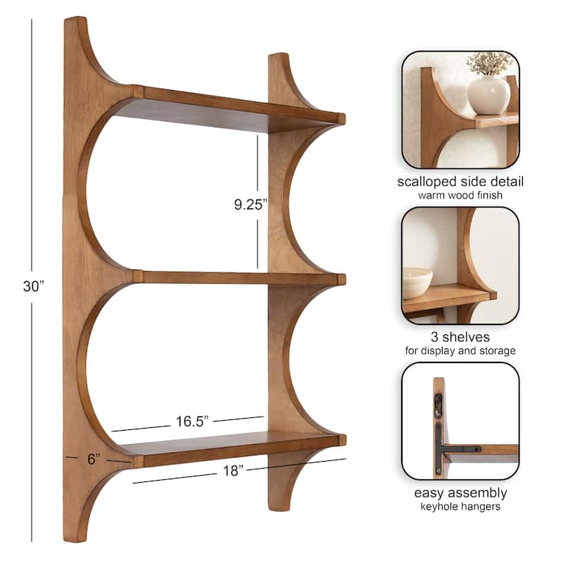 Kate and Laurel Scarlotte Wood Wall Shelf