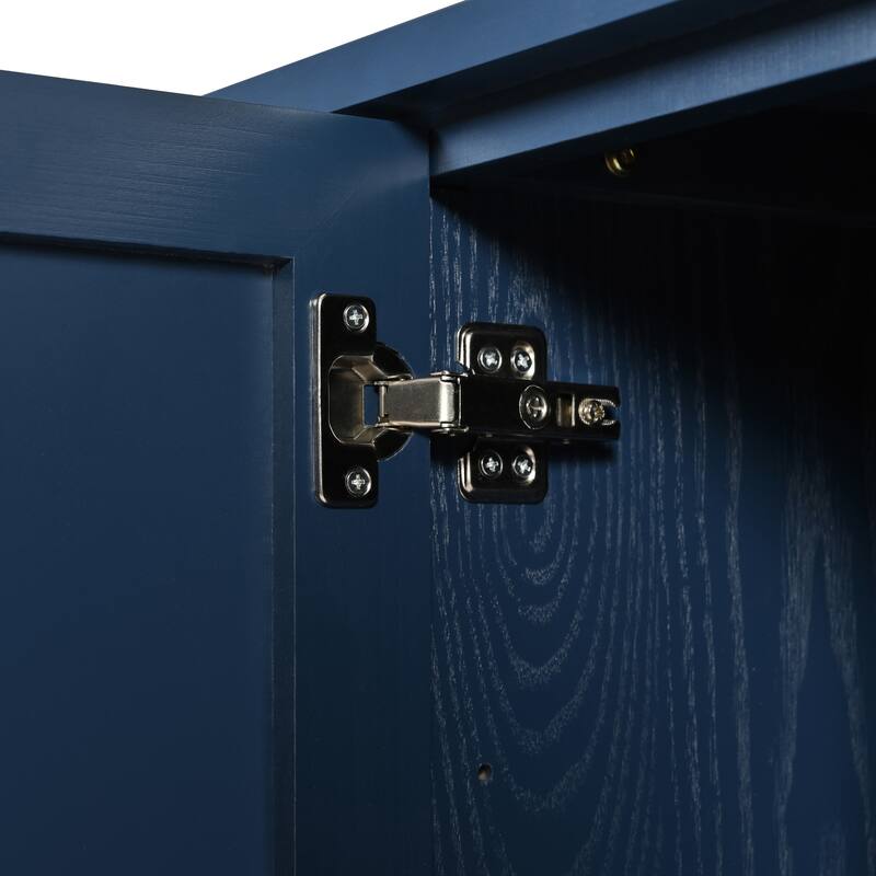 Modern Elegant Sideboard with 4 Doors, Height Adjustable, for Study, Entryway, and Living Room, Navy Blue