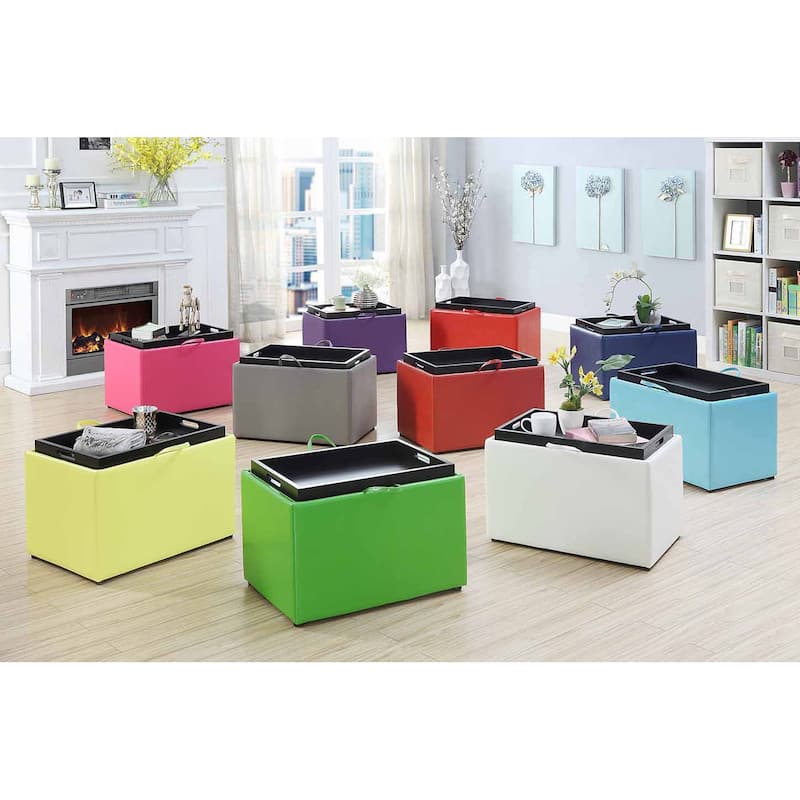 Storage Ottoman with Reversible Tray - Decorative and Functional Accent with Hidden Storage for Modern Living Rooms