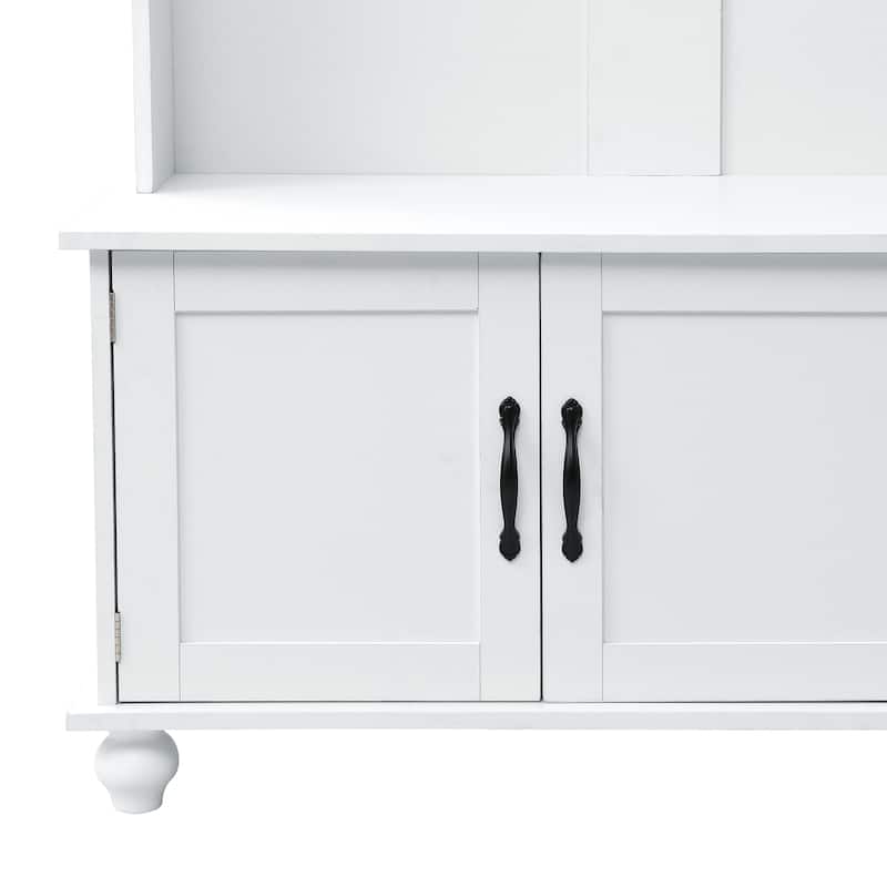 Hall Tree with Storage Cabinet and 2 Large Drawers - N/A