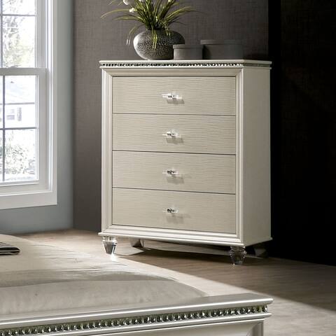 Silver Orchid Allenby Pearl White 4-drawer Chest