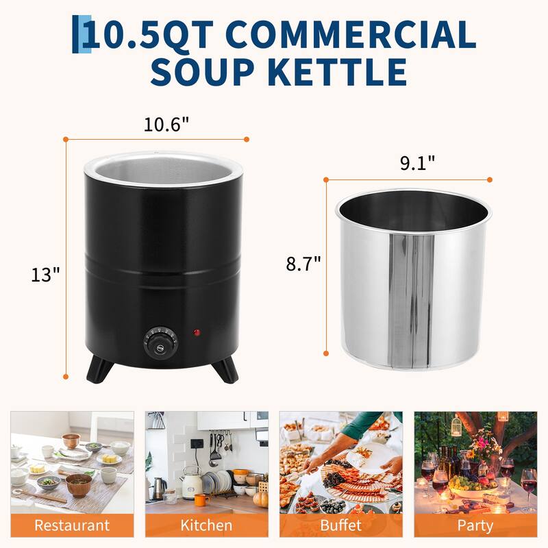 Commercial Soup Warmer Kettle Food Warmer, Electric Soup Pot