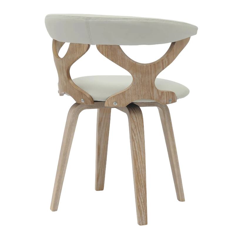 Klyne Leather Dining Chair with Poplar Wood Frame - Mid-Century Wooden Accent Chair with Swivel Base Set of 2