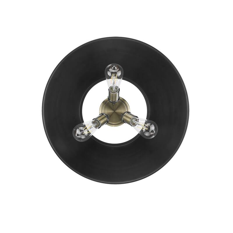Yep by Golden Lighting Orwell 3-light Flush Mount in Aged Brass and Matte Black shade - Gold