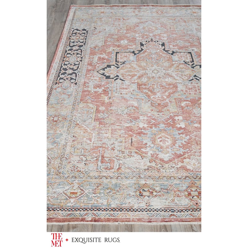 The Met X Exquisite Rugs Antique Loom Rust/Black Area Rug.