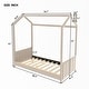 preview thumbnail 3 of 5, Twin Size Velvet Upholstered House Bed with Roof and Modern Headboard, Sturdy Pinewood Frame, Fun Play Space