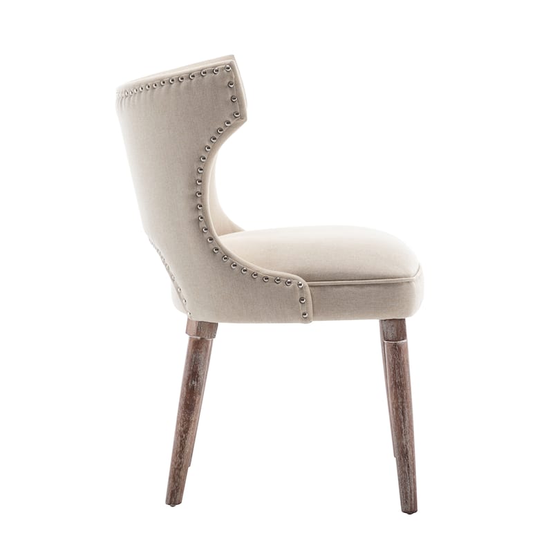 Porthos Home Foras Fabric Wingback Dining Chairs with Rubberwood Legs, Set of 2