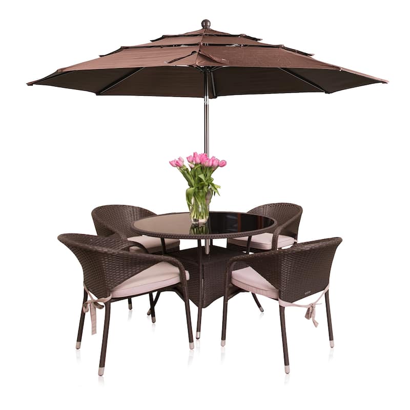 Aoodor Patio Umbrella 10 ft. for Dining Table Outdoor Market Yard Use 3 Tier Ventilation (Umbrella only)