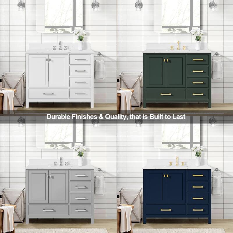 Prismatica 42 inch Bathroom Vanity Set in White, Middle Sink
