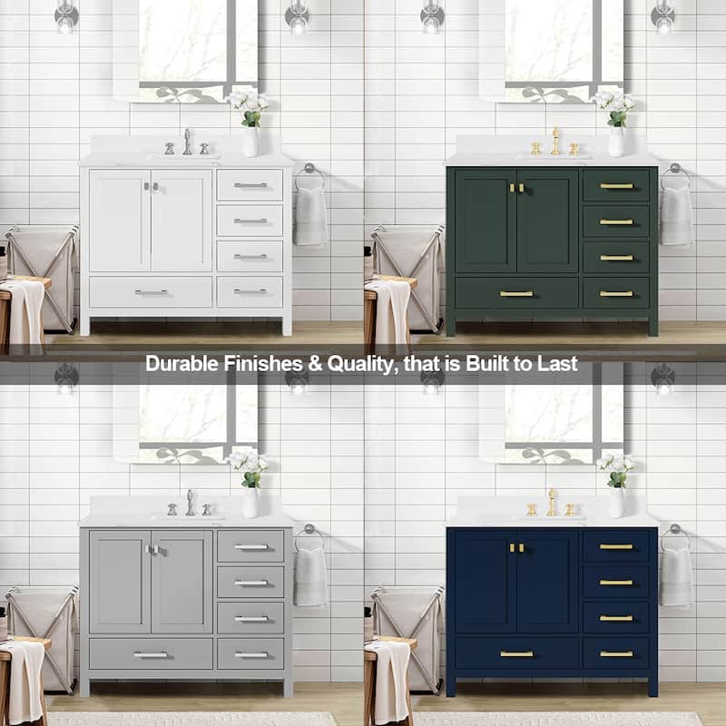 Prismora 42 inch Bathroom Vanity Set in Juniper Green, Middle Sink
