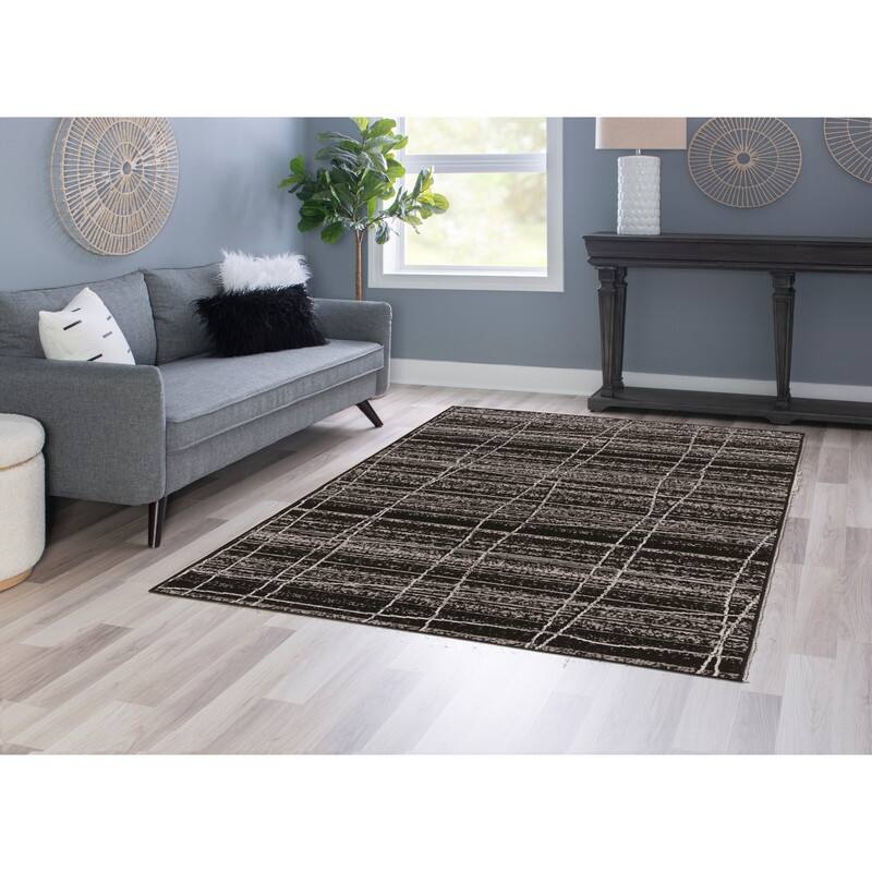 Power Loomed Capri Mod Plaid Polypropylene Rug